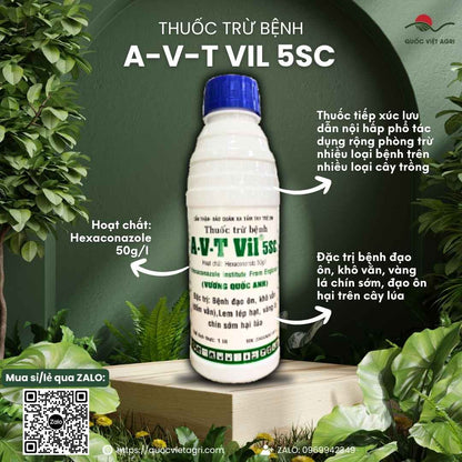Mặt trước chai thuốc trừ nấm A-V-T VIL 5SC 1 Lít Việt Thắng.