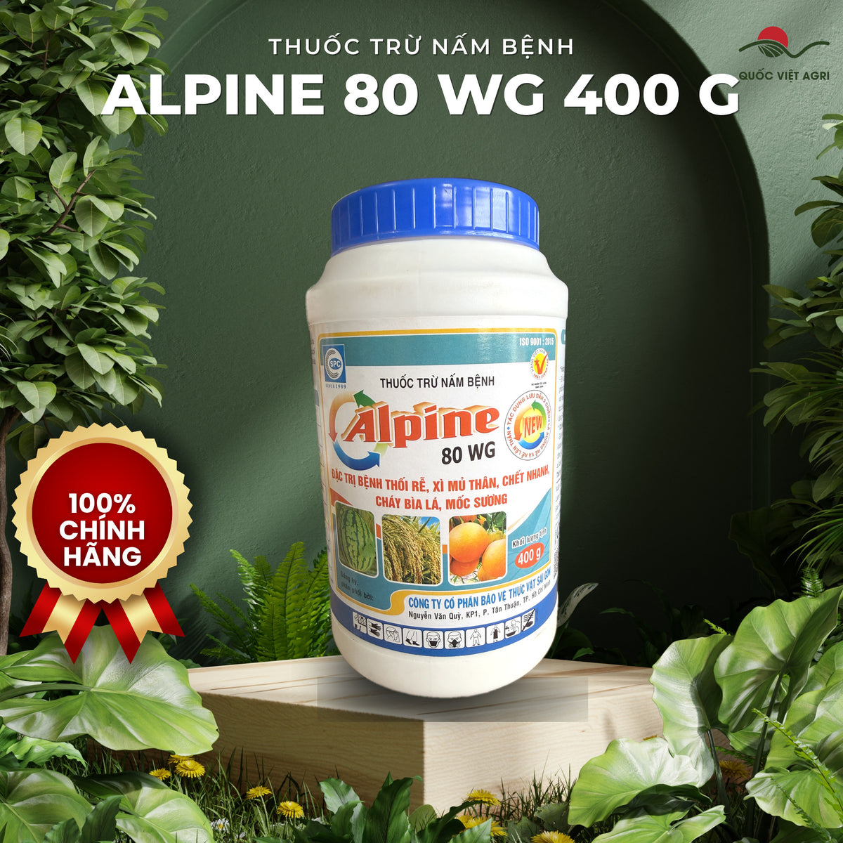 Thuốc trừ bệnh Alpine 80WG hũ 400g – Fosetyl-Aluminium 80% – SPC – mặt trước