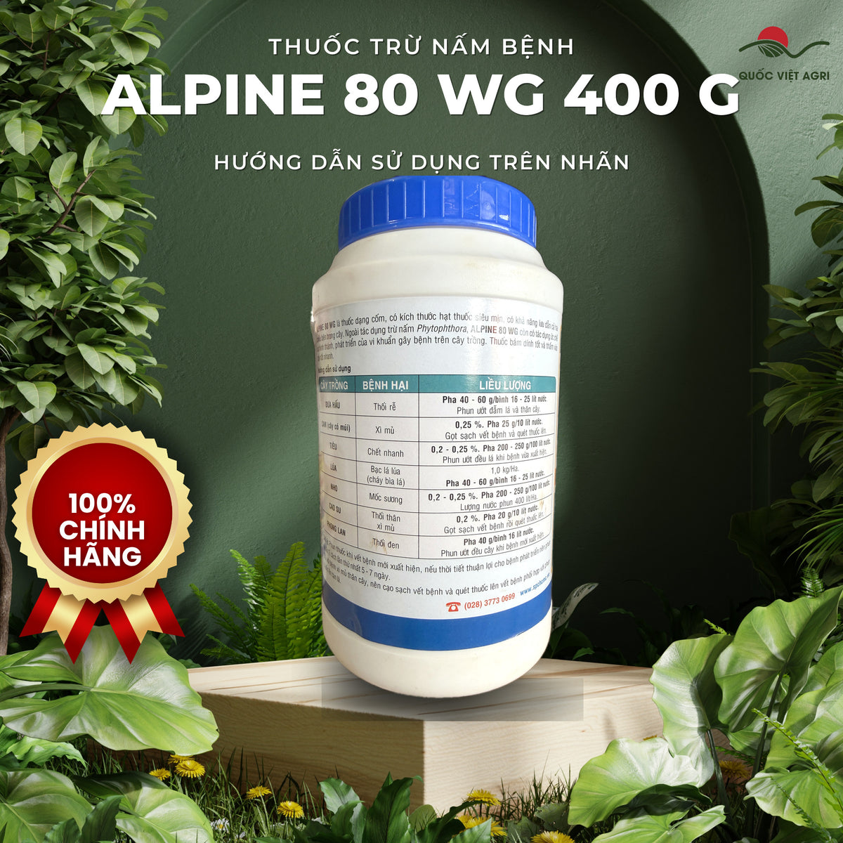 Thuốc trừ bệnh Alpine 80WG hũ 400g – Fosetyl-Aluminium 80% – SPC – hướng dẫn sử dụng trên nhãn