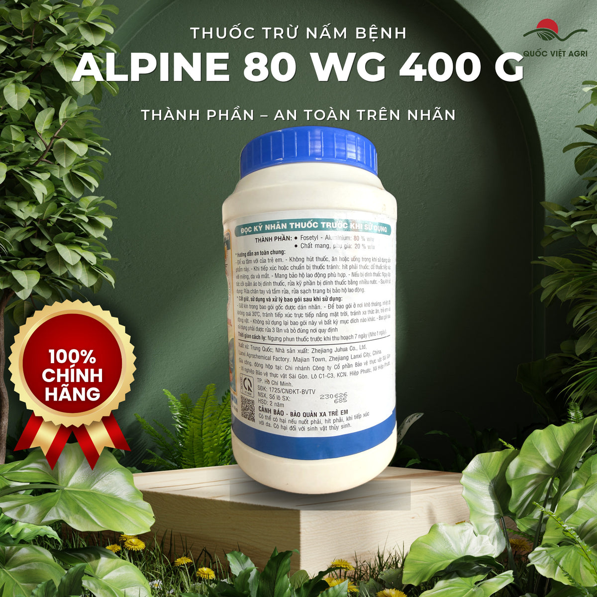 Thuốc trừ bệnh Alpine 80WG hũ 400g – Fosetyl-Aluminium 80% – SPC – mặt sau