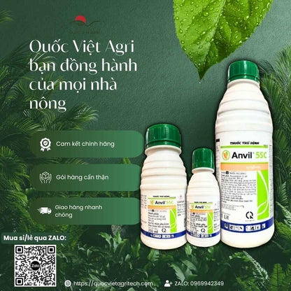 Mặt sau chai thuốc trừ bệnh Anvil 5SC 1 Lít, chuyên dùng để đặc trị rỉ sắt cà phê, nấm hồng, sản phẩm chính hãng Syngenta.
