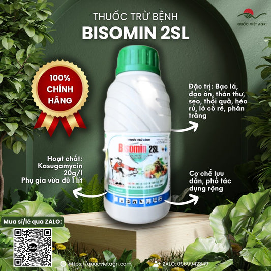 Mặt trước chai Thuốc trừ bệnh BISOMIN 2SL 450ml BMC trị vi khuẩn, đạo ôn.
