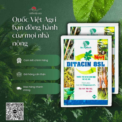 Bảng thành phần Ningnanmycin 8% mặt sau gói Ditacin sinh học.
