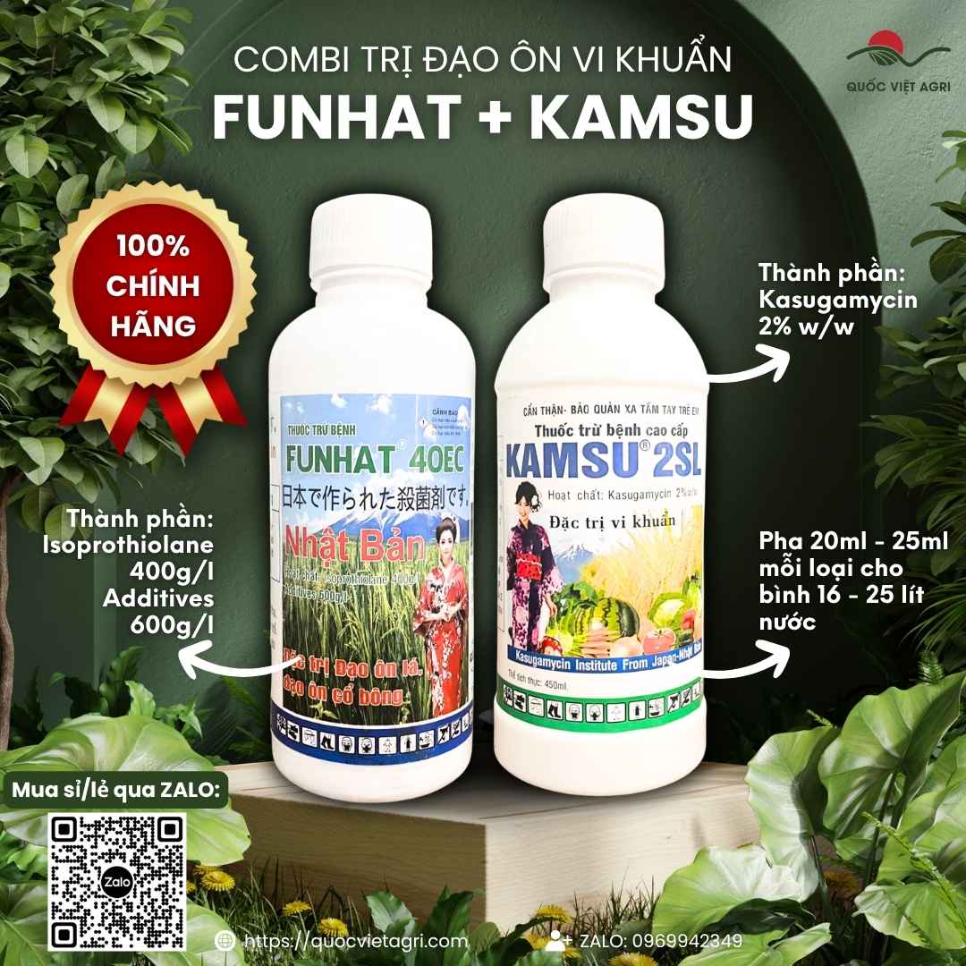 Bộ đôi thuốc trừ bệnh Fu Nhật 40EC và Kamsu 2SL chai 450ml Việt Thắng.