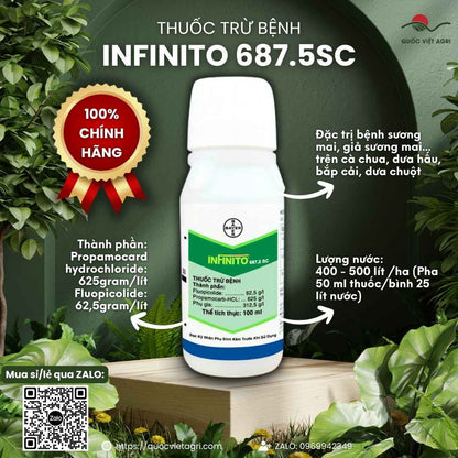 Mặt trước chai Thuốc trừ bệnh INFINITO 687.5SC 100ml chính hãng Bayer.