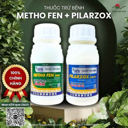 Hai chai thuốc trừ bệnh APN PRO Pilarzox và Metho Fen chính hãng An Phát Nông.