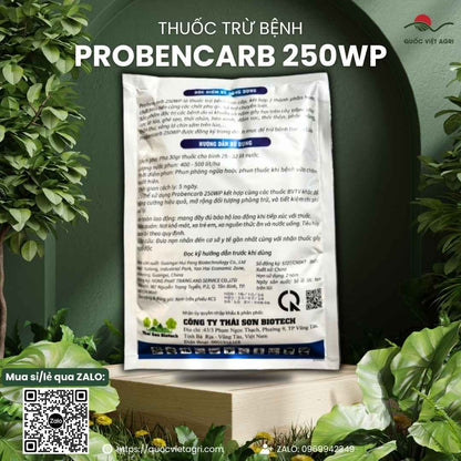 Mặt sau gói thuốc trừ bệnh Probencarb 250WP Vua Khuẩn 200g, chuyên dùng để đặc trị bạc lá, héo xanh, sản phẩm chính hãng.
