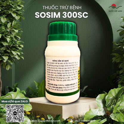 Thành phần Kresoxim-methyl 300g/l mặt sau chai Sosim đặc trị sương mai.