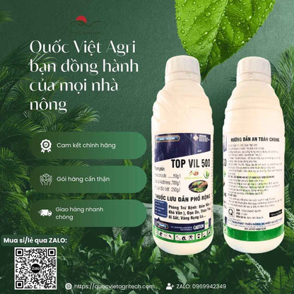Hình ảnh tổng quan sản phẩm thuốc trừ bệnh Top Vil 500 1 Lít, giải pháp lưu dẫn mạnh bảo vệ toàn diện cho cây trồng từ Quốc Việt Agri.