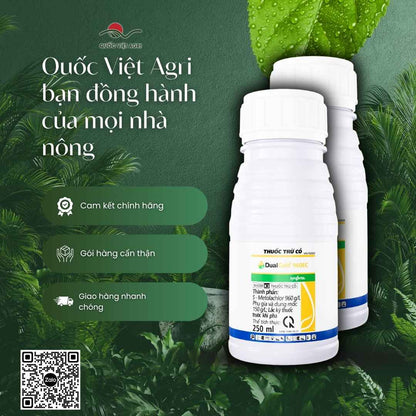 Hoạt chất S-Metolachlor 960g/l mặt sau chai Dual Gold diệt mầm cỏ.