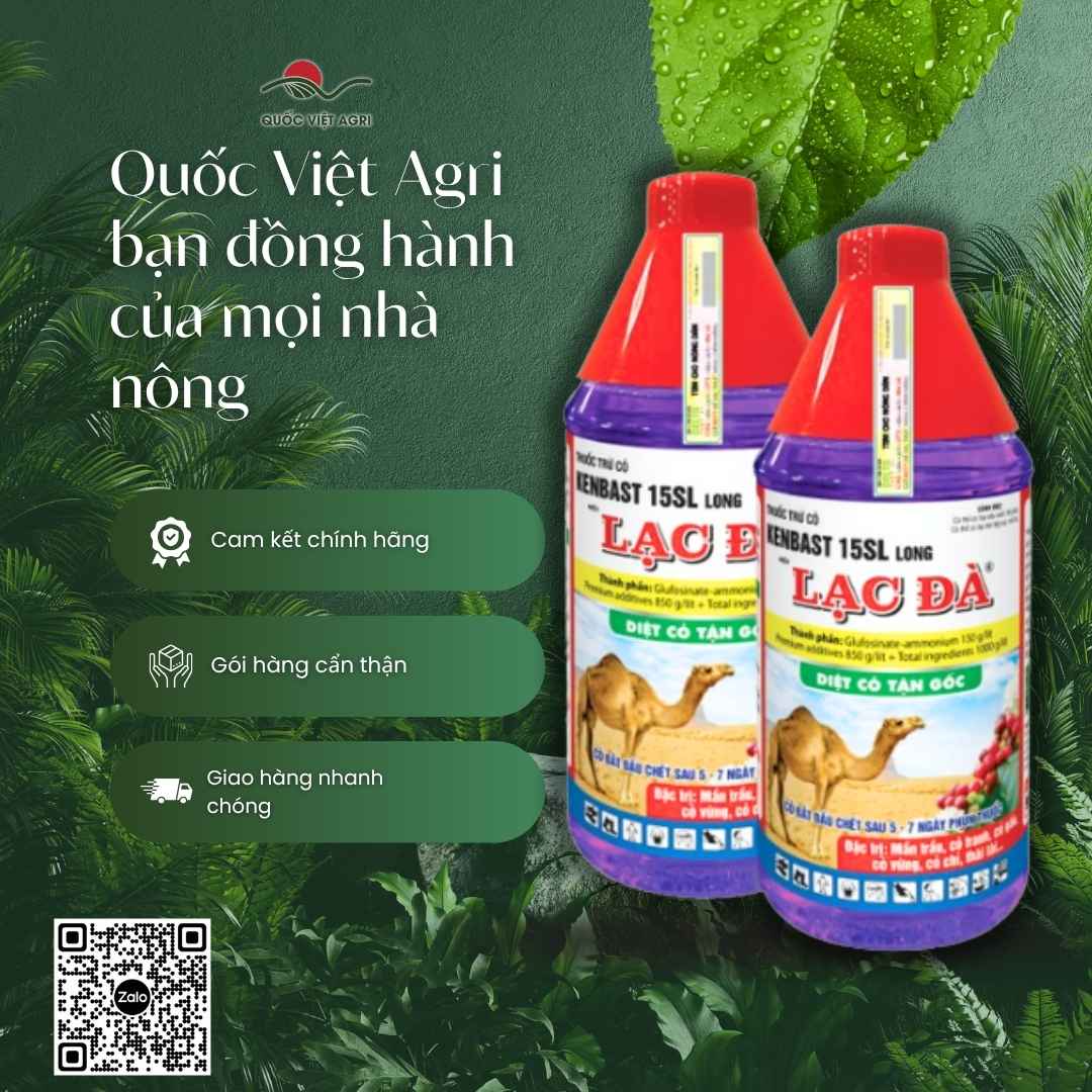Thành phần Glufosinate ammonium 150g/l nguyên liệu Malaysia mặt sau chai.