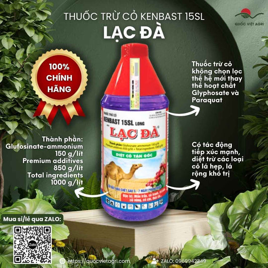 Mặt trước chai Thuốc trừ cỏ LẠC ĐÀ 150SL 900ml chính hãng BMC.
