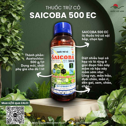 Mặt trước chai thuốc trừ cỏ mầm Saicoba 500EC 400ml cho bắp khoai mì.