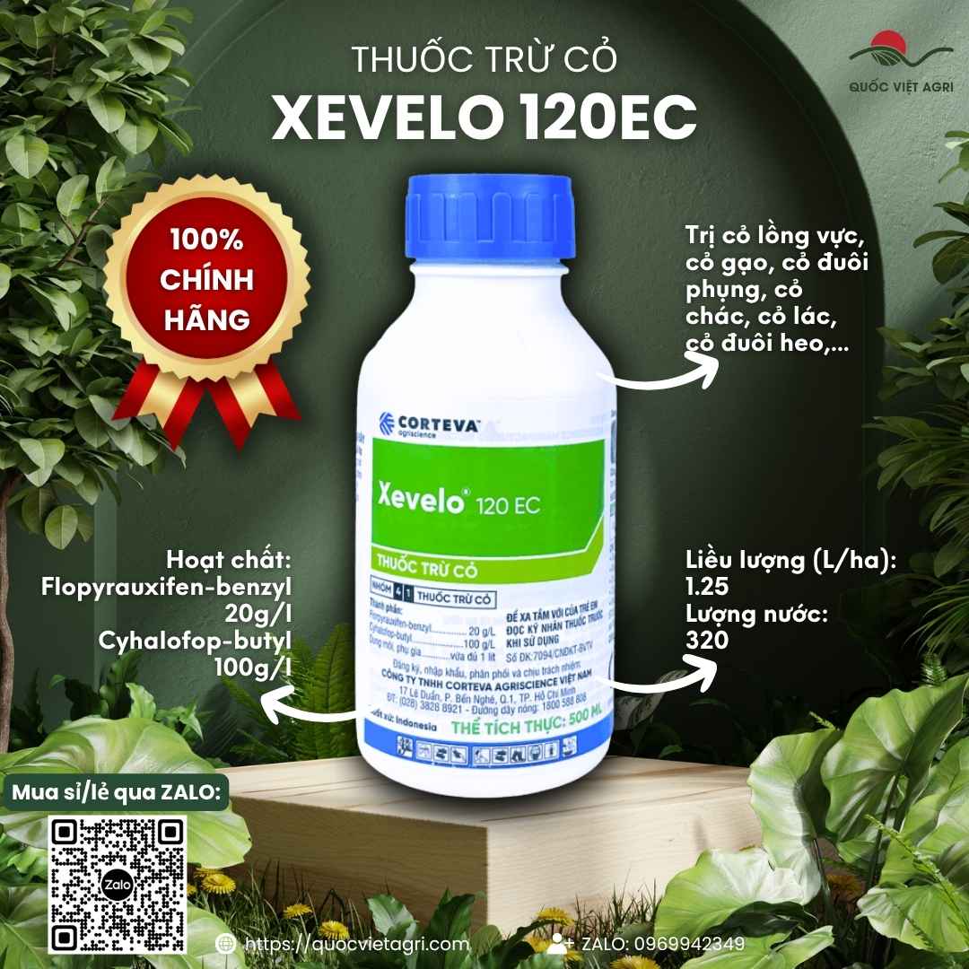 Chai thuốc trừ cỏ Xevelo 120EC 500ml chính hãng Corteva.