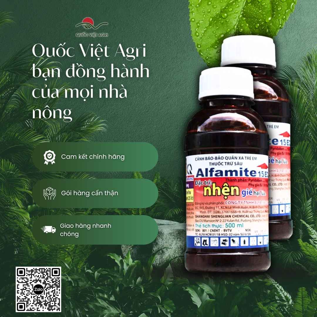 Ảnh toàn diện chai thuốc trừ nhện ALFAMITE 150EC, chứa Pyridaben 150g/l