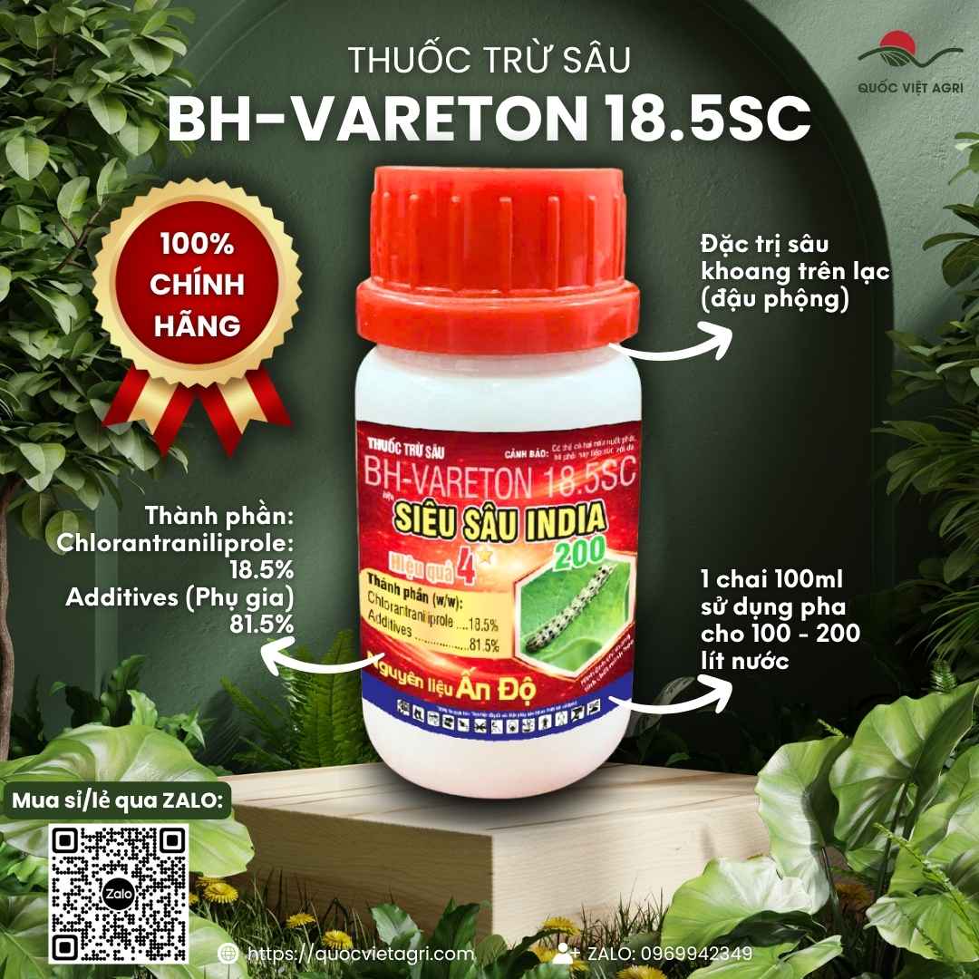 Mặt trước chai thuốc trừ sâu BH-Vareton 18.5SC 100ml Siêu Sâu India.