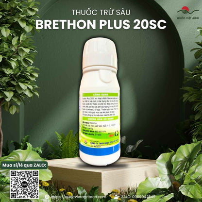 Mặt sau chai thuốc trừ sâu Brethon Plus 20SC 100ml (Super Sau 200), chuyên dùng để đặc trị sâu keo mùa thu, sâu kháng thuốc.