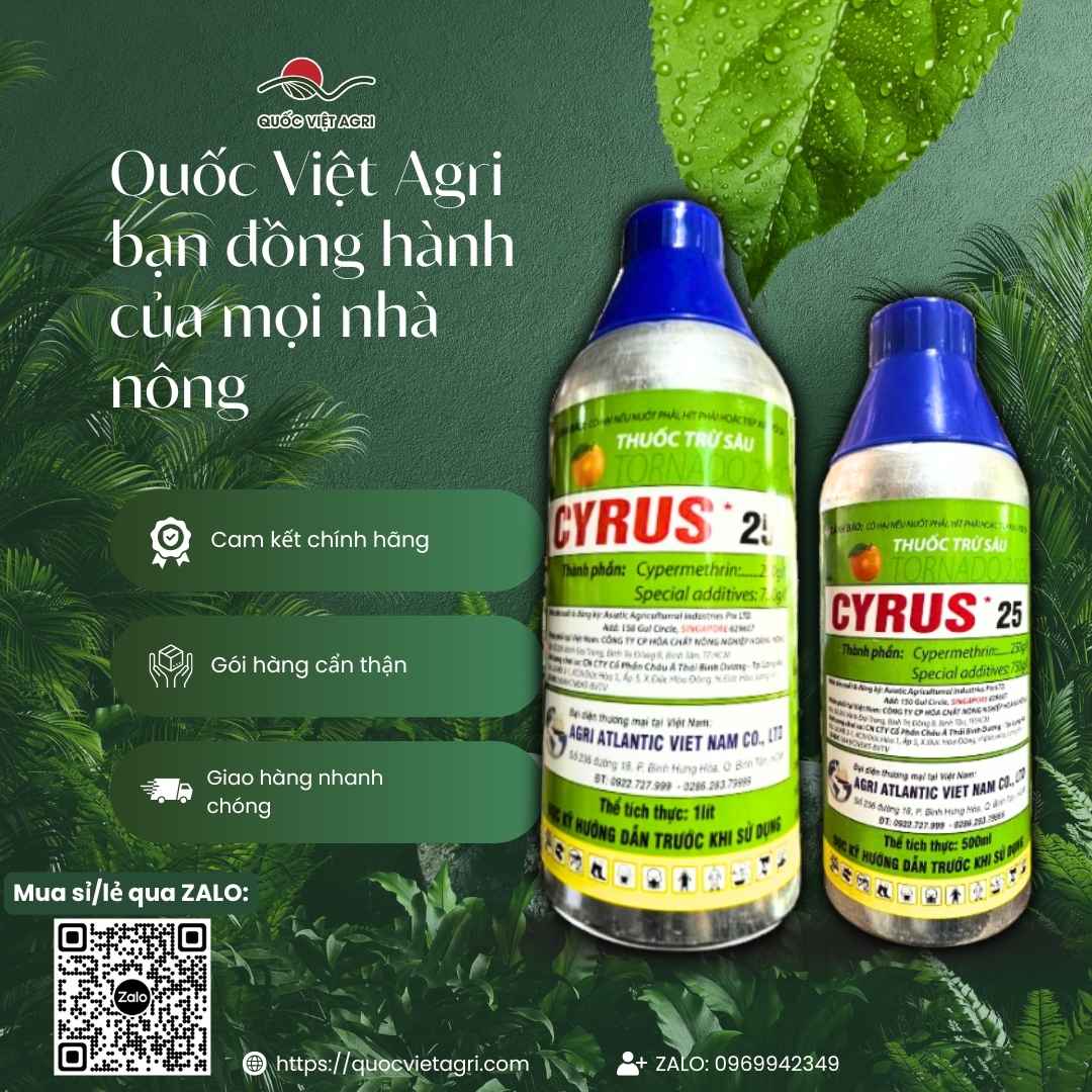 Chai Cyrus 25EC 500ml và 1 lít kèm cam kết chính hãng và giao hàng nhanh của Quốc Việt Agri.