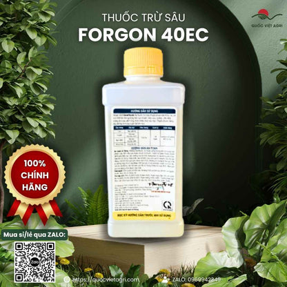 Mặt sau chai thuốc trừ sâu Forgon 40EC 450ml, chuyên dùng để đặc trị rệp sáp, bọ xít, sản phẩm chính hãng.