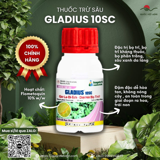 Mặt trước chai Thuốc trừ sâu GLADIUS 10SC 50ml chính hãng Hợp Trí.