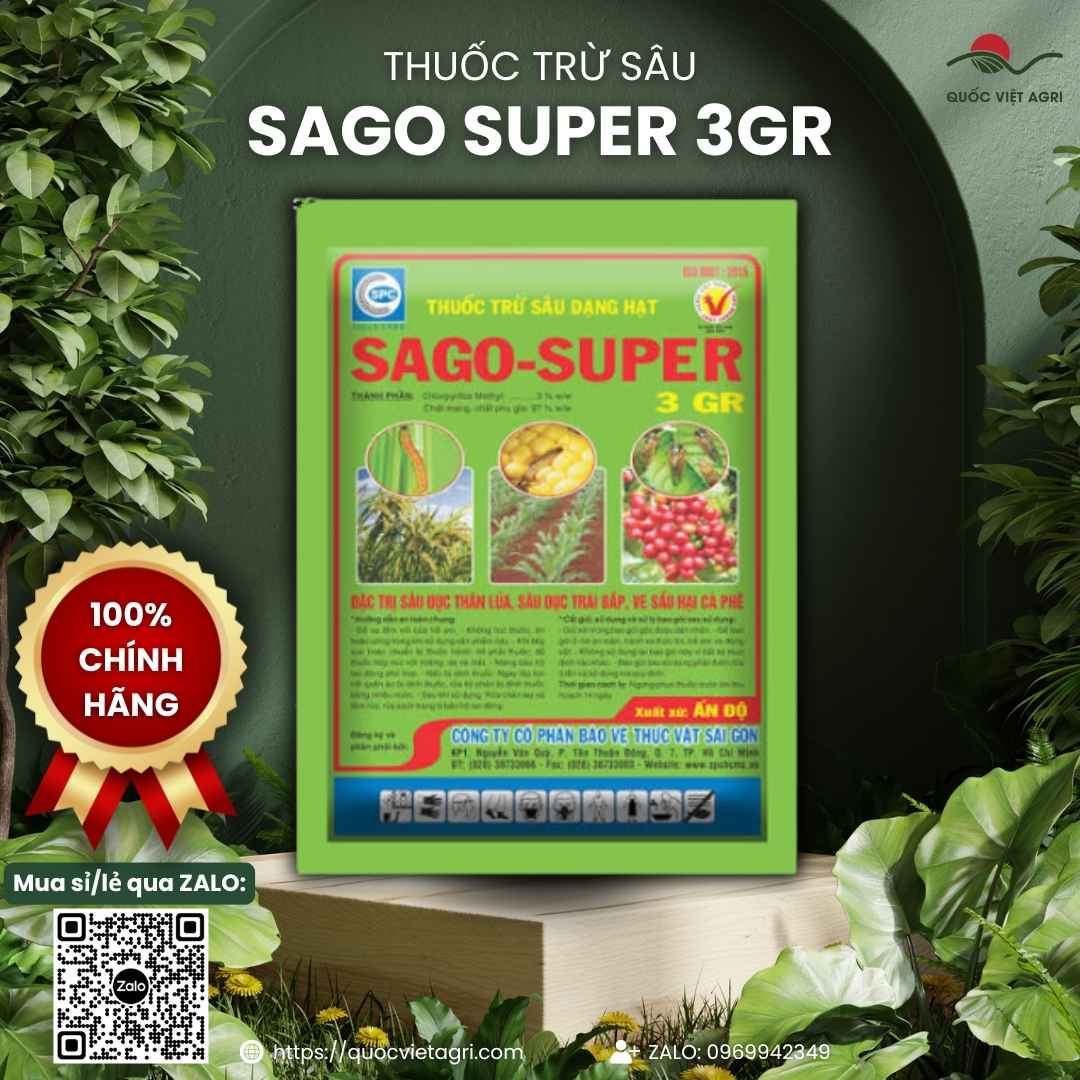 Gói SAGO SUPER 3GR 1kg – thuốc hạt rải gốc diệt sâu ẩn trong đất