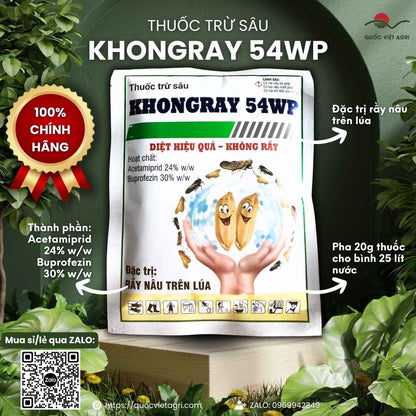 Thuốc trừ sâu KHONGRAY 54WP gói 100g – đặc trị rầy nâu hại lúa (Acetamiprid 24% + Buprofezin 30%) – Quốc Việt Agri