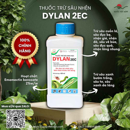 Mặt trước chai thuốc trừ sâu sinh học Dylan 2EC 450ml Nicotex.