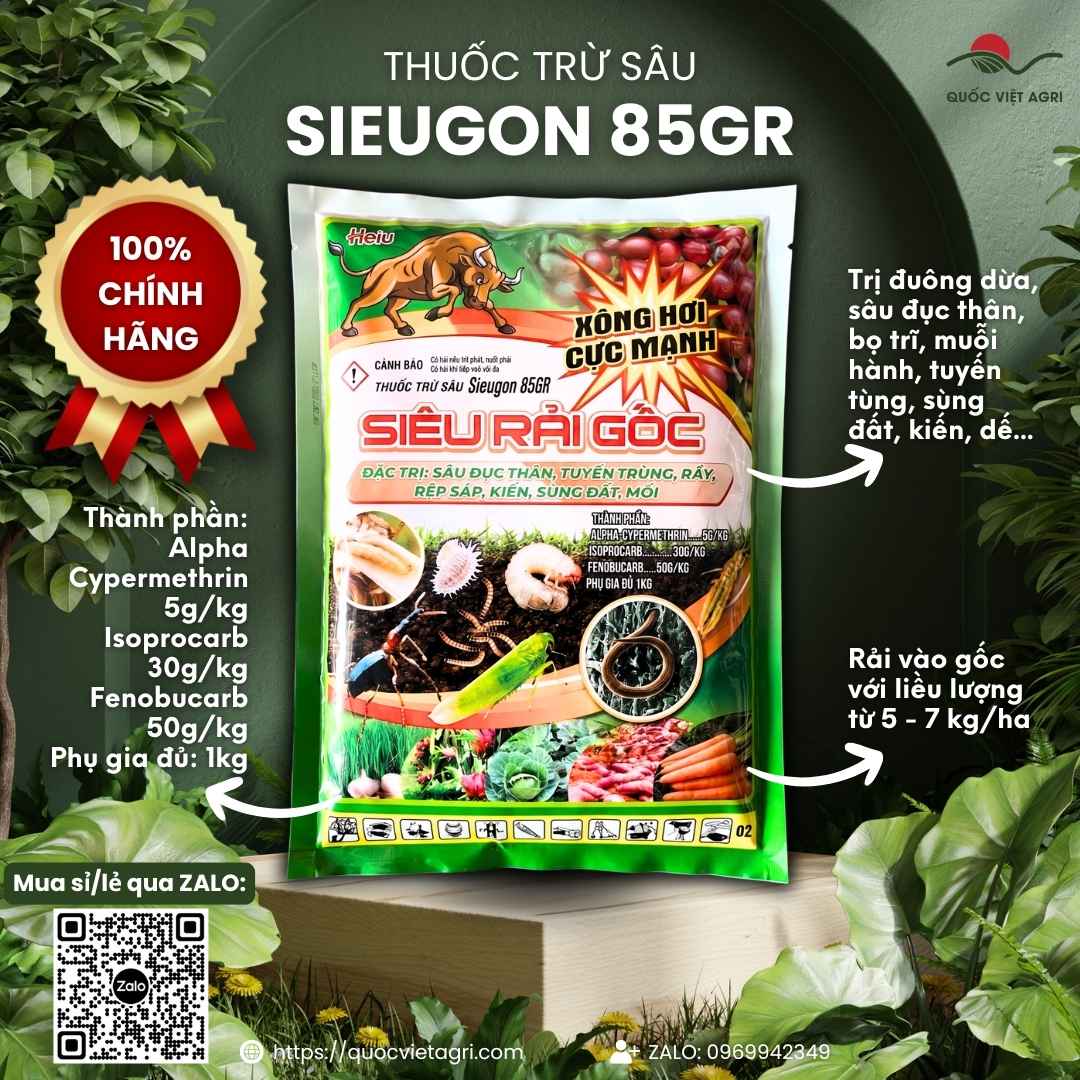 Mặt trước gói SIEUGON 85GR kèm bảng thành phần