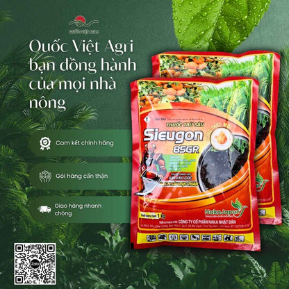 Hai gói thuốc trừ sâu SIEUGON 85GR 1kg do Quốc Việt Agri bán và hỗ trợ.