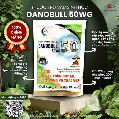 Thuốc trừ sâu sinh học DANOBULL 50WG gói 120g – đặc trị sâu rầy (Emamectin benzoate) – Quốc Việt Agri