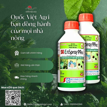 Hình ảnh tổng quan sản phẩm dầu khoáng hữu cơ SK EnSpray 99EC, giải pháp trừ sâu, nhện (gây ngạt) an toàn cho nông sản sạch từ Quốc Việt Agri.