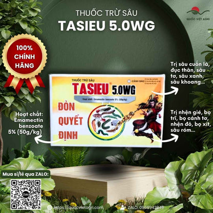 Hộp nguyên 50 gói Thuốc trừ sâu sinh học TASIEU 5.0WG chính hãng Việt Thắng.