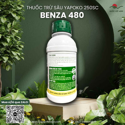 Mặt sau chai thuốc trừ sâu Yapoko 250SC 450ml, chuyên dùng để đặc trị rầy, rệp, bọ trĩ, sản phẩm chính hãng của Quốc Việt Agri.
