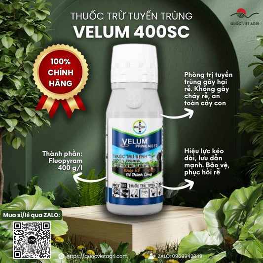 Mặt trước chai Thuốc trừ bệnh VELUM PRIME 400SC 100ml chính hãng Bayer.