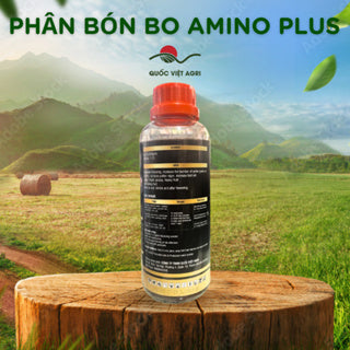 Cả mặt trước và mặt sau chai BO AMINO PLUS 500ml, đầy đủ thông tin sản phẩm