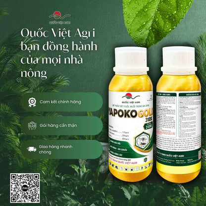 Ảnh toàn diện chai Yapoko Gold hiển thị hoạt chất Lambda-cyhalothrin và Thiamethoxam.